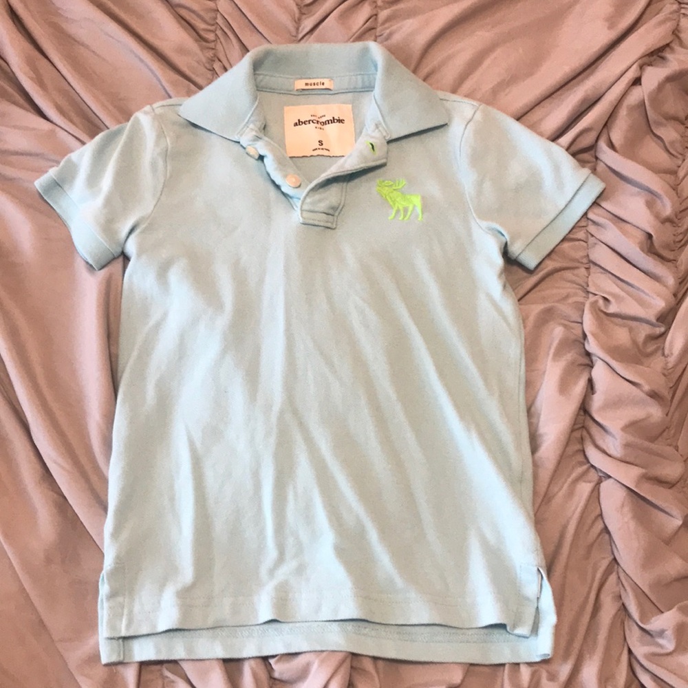 Abercrombie kids S light aqua blue muscle polo